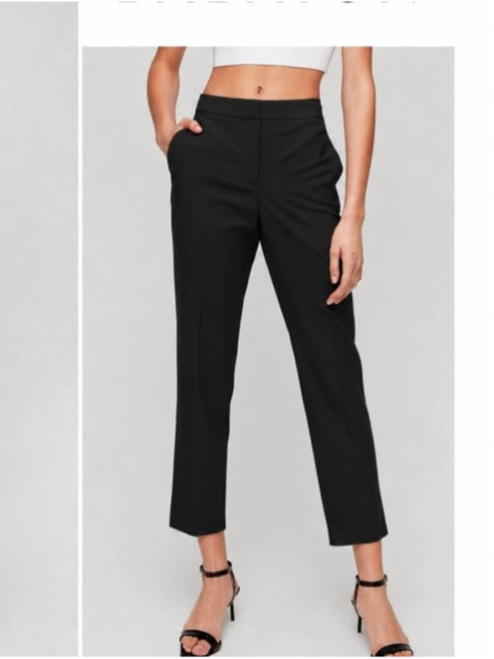 Aritzia Babaton Gabe pants Black Trousers minimalist career classic wool sz 0